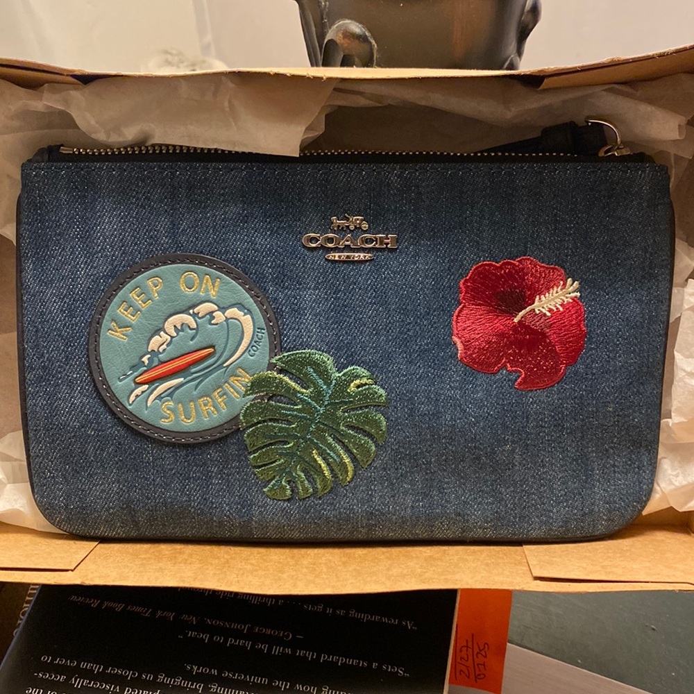 Coach Denim Wristlet New In The Box